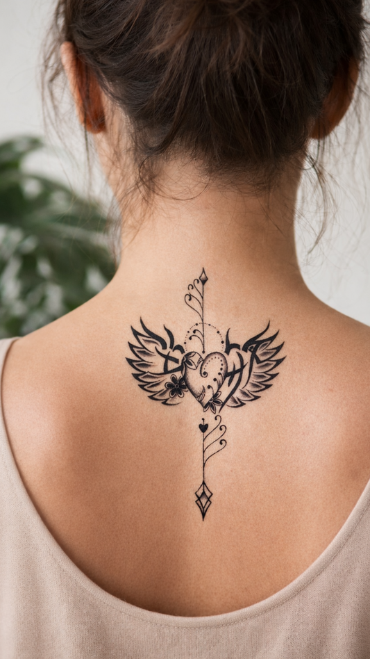Angyali Szív: Szárnyas Szerelem Ideiglenes Tetoválás