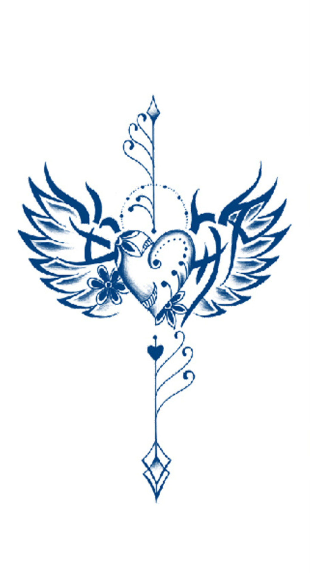 Angyali Szív: Szárnyas Szerelem Ideiglenes Tetoválás