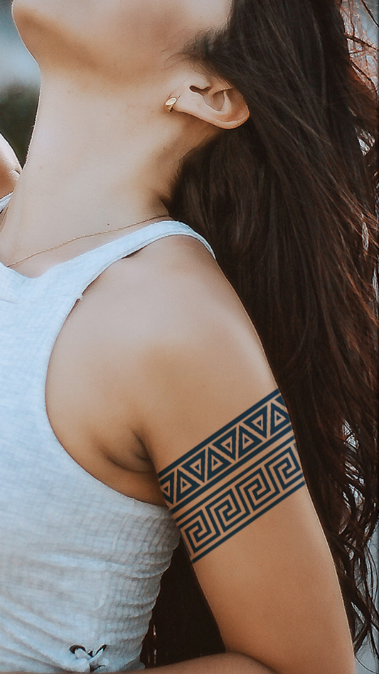 Antik Kötelék: Görög Minta Karszalag Ideiglenes Tetoválás