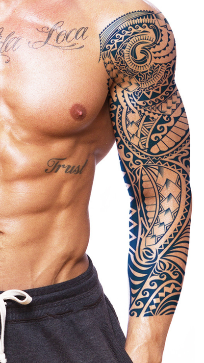 Az Óceán Haragja: Teljes Kar Polinéz Ideiglenes Tetoválás