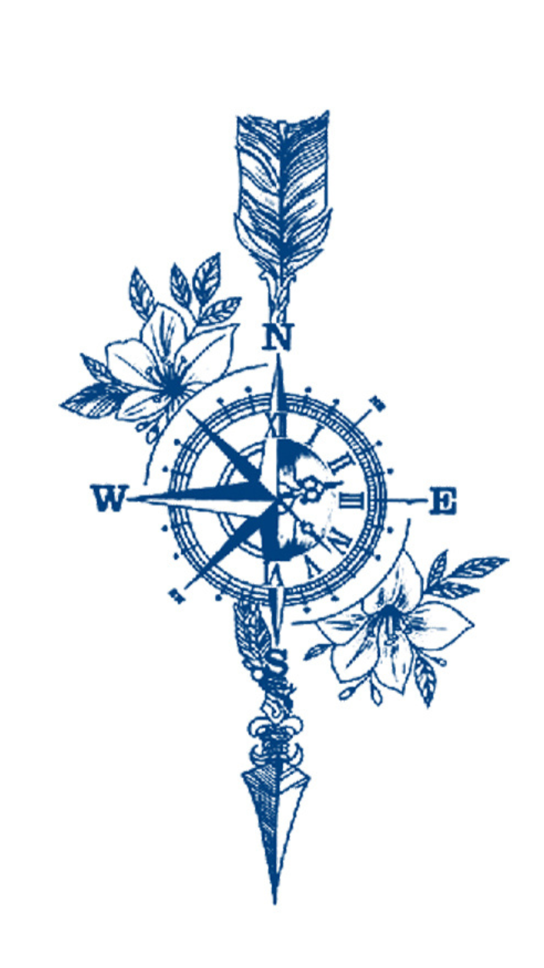 Éden Iránytűje: Virágos Iránytű Ideiglenes Tetoválás