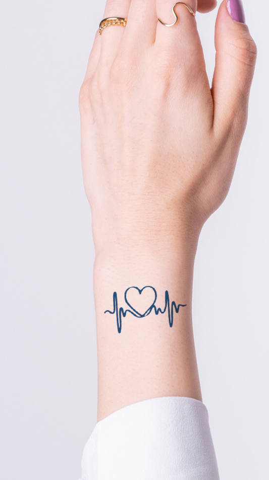 Élet Ritmusa: EKG és Szív Ideiglenes Tetoválás