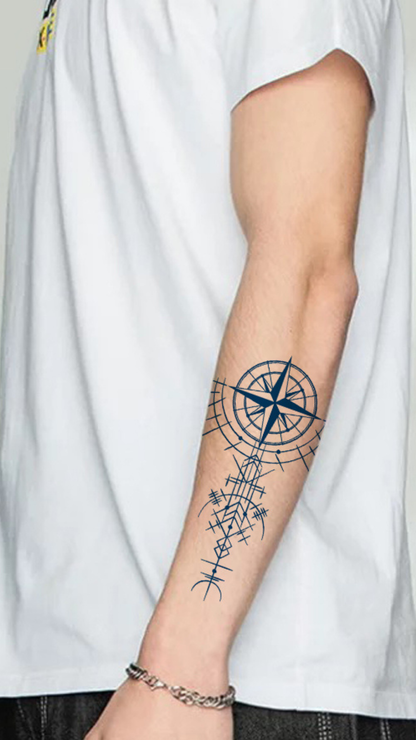 Északi Iránytű: Geometriai Védelmi Pecsét Ideiglenes Tetoválás