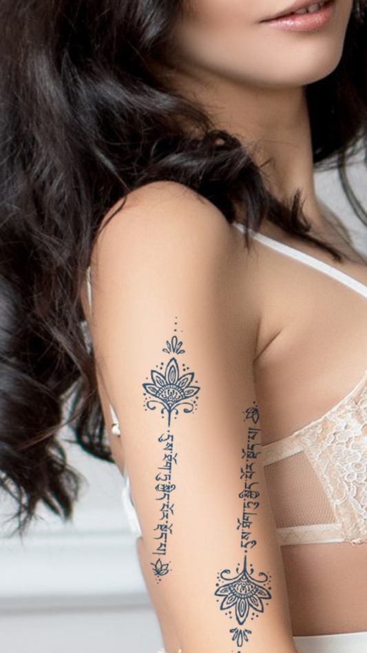 Karma Lótusz: Meditációs Felirat Ideiglenes Tetoválás