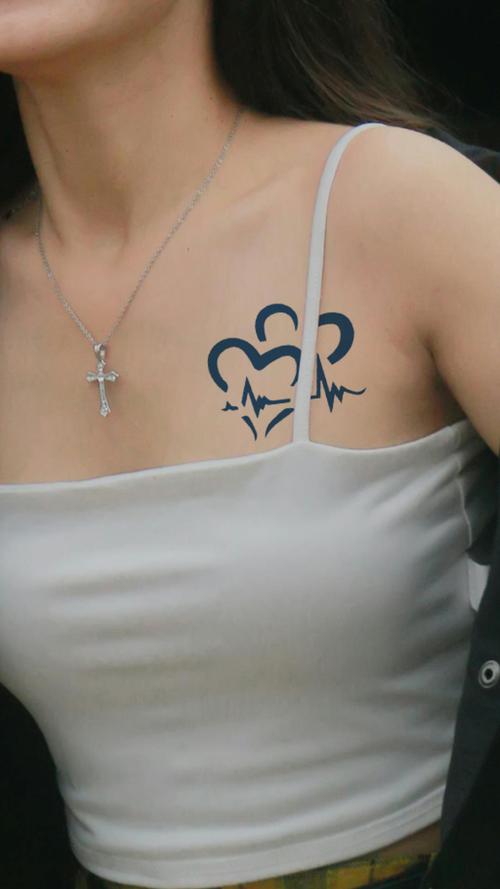 Párban Dobogás: Dupla Szív EKG Ideiglenes Tetoválás