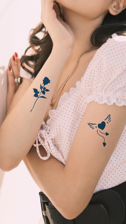 Romantikus Mini Szett: Szerelem, Szív és Rózsák Ideiglenes Tetoválás