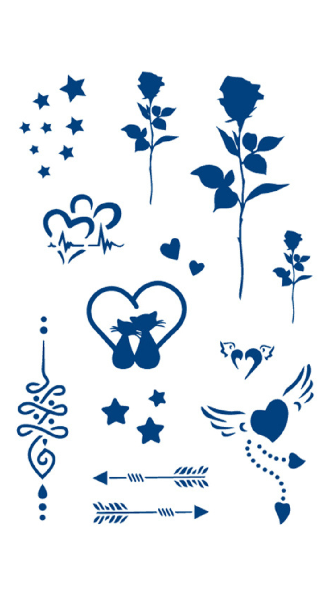 Romantikus Mini Szett: Szerelem, Szív és Rózsák Ideiglenes Tetoválás