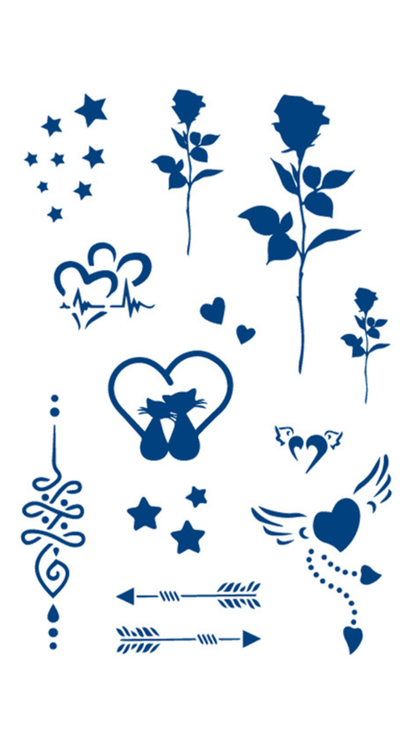 Romantikus Mini Szett: Szerelem, Szív és Rózsák Ideiglenes Tetoválás