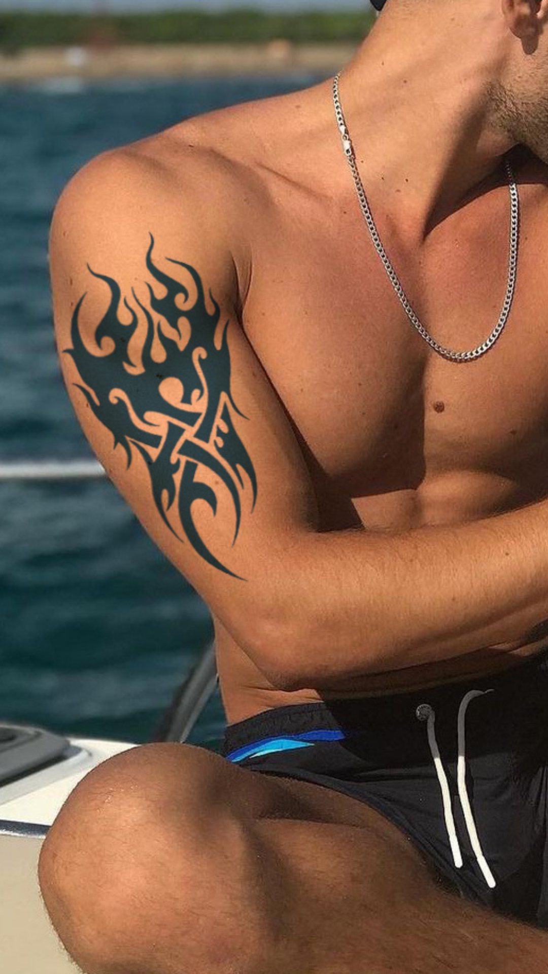 Törzsi Láng Erő: Absztrakt Tűz Ideiglenes Tetoválás