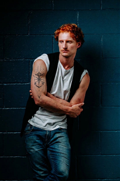 Navigátor: Geometrikus Horgony és Iránytű Ideiglenes Tetoválás
